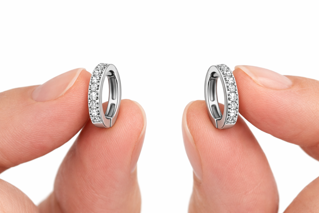 حلق فضة هوجي دائري مرصع زركون لامع