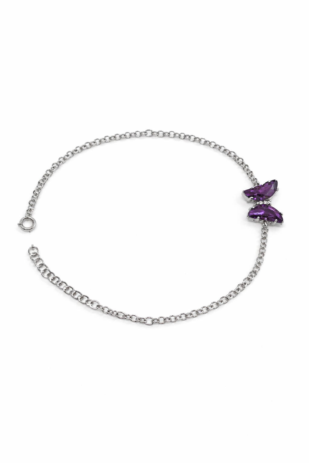 اسوارة فراشة أماثيست فضة 925 – Amethyst Butterfly Bracelet