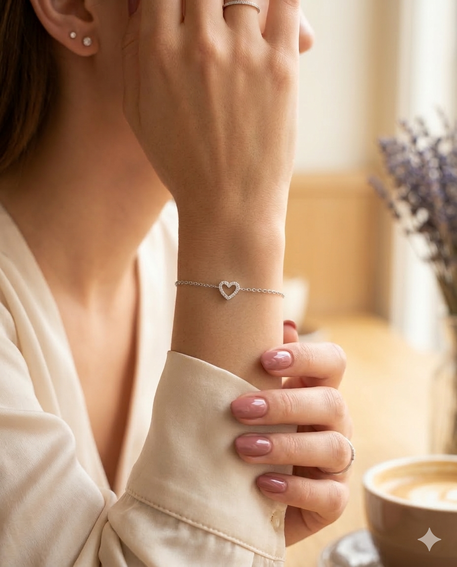 سوار القلب المتلألئ – فضة 925 مرصعة بالكريستال